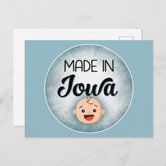 Iowa Baby Funny Blue New Boy Postcard Postkarte (Vorne/Hinten)