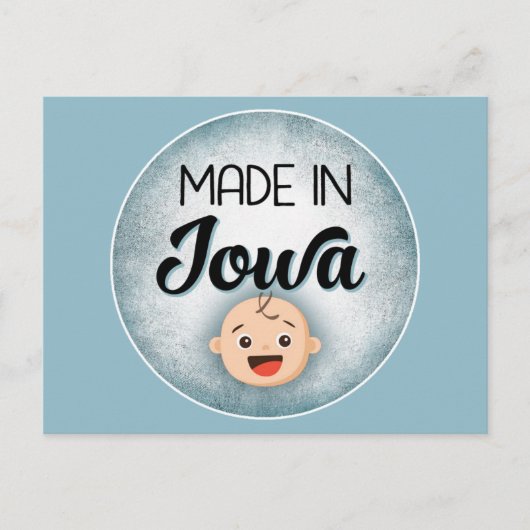 Iowa Baby Funny Blue New Boy Postcard Postkarte (Vorderseite)