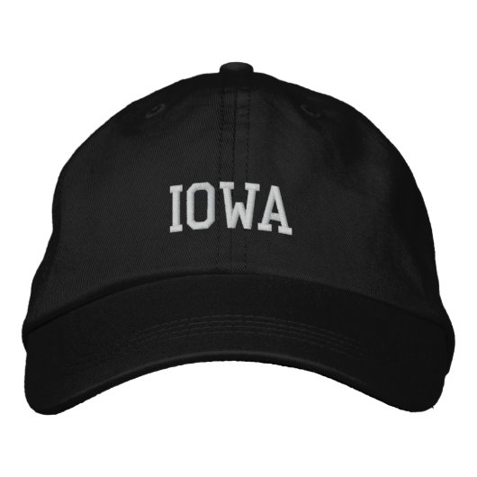 Iowa bestickte, anpassbare Cap Black Bestickte Kappe (Vorderseite)