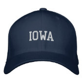 Iowa bestickte Flecht-Wolle Cap Navy Bestickte Baseballkappe (Vorderseite)