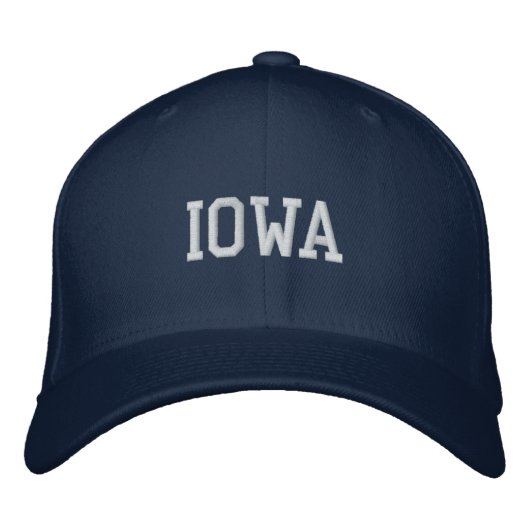 Iowa bestickte Flecht-Wolle Cap Navy Bestickte Baseballkappe (Vorderseite)