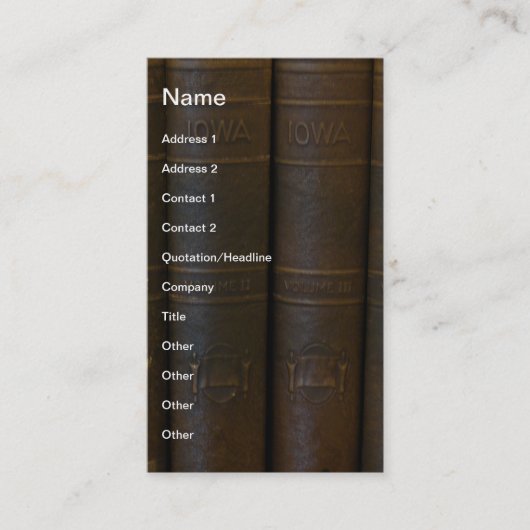 Iowa Books Visitenkarte (Vorderseite)