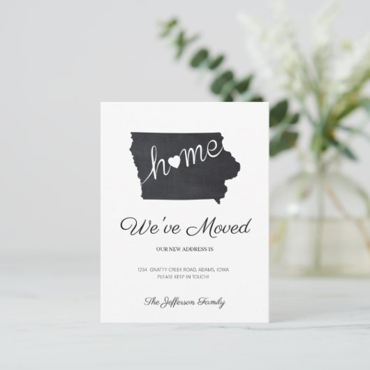 Iowa Chalkboard Staat Karte Verschieben Postkarte (Stehend Vorderseite)