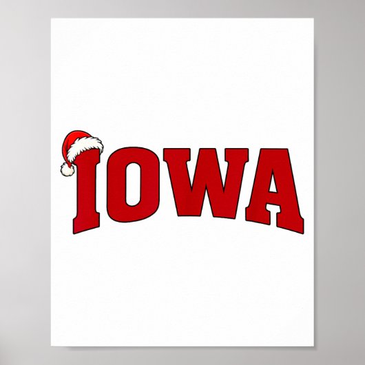 Iowa Christmas Santa Hat Retro Throwback Souvenir  Poster (Vorne)