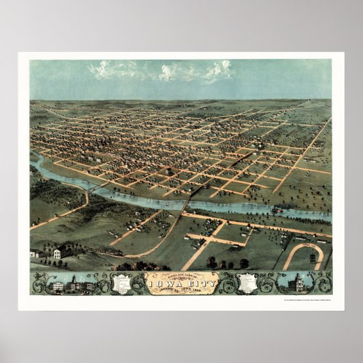Iowa City, IA Panoramakarte - 1868 Poster (Vorne)