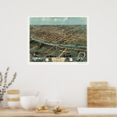 Iowa City, IA Panoramakarte - 1868 Poster (Küche)