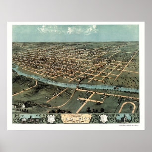 Iowa City, IA panoramische Karte - 1868 Poster