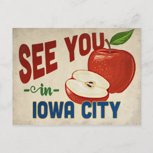 Iowa City Iowa Apple - Vintage Travel Postkarte