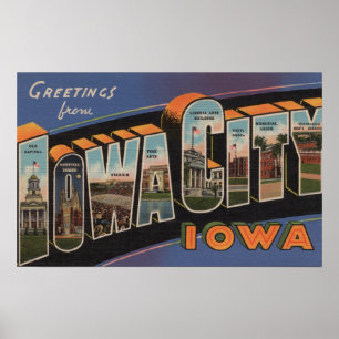 Iowa City, Iowa - große Buchstabe-Szenen Poster