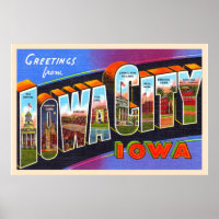 Iowa City Iowa IA Vintager Großbuchstabe Postkarte