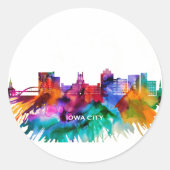 Iowa City Skyline Runder Aufkleber (Vorderseite)