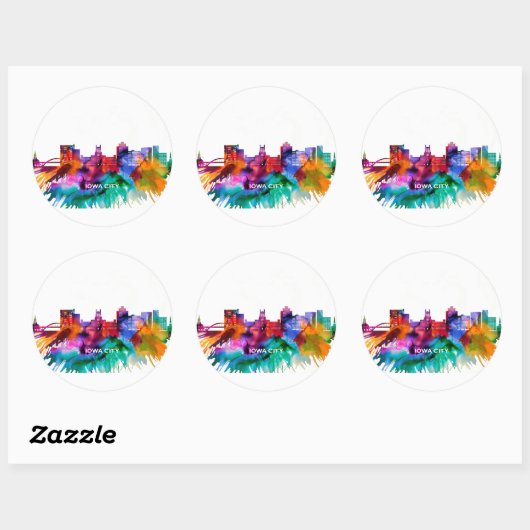 Iowa City Skyline Runder Aufkleber (Blatt)