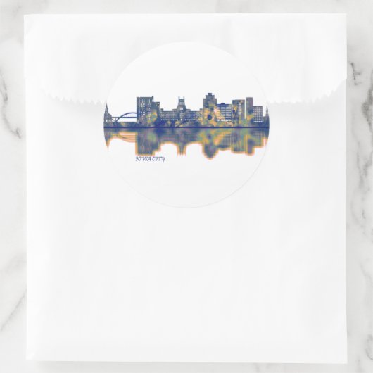 Iowa City Skyline Runder Aufkleber (Tasche)