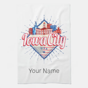 Iowa City United Staaten Retro Skyline Vintag USA Geschirrtuch
