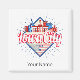 Iowa City Vereinigte Staaten Retro-Silhouette Vint Magnet
