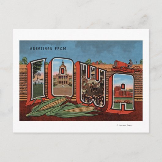 Iowa (Cornfields & Corn) - Große Buchstabenszenen Postkarte (Vorderseite)