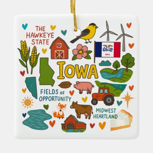 Iowa Custom Family Trip Christmas Keramikornament (Vorderseite)