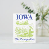Iowa der Hawkeye Staat Est. 1846 Bauernhof Postkarte (Stehend Vorderseite)