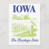 Iowa der Hawkeye Staat Est. 1846 Bauernhof Postkarte (Vorderseite)