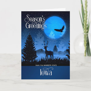 Iowa, der Hawkeye Staat Woodland Deer Feiertagskarte
