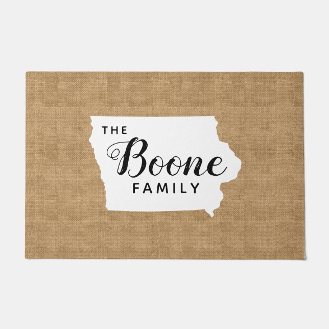 Iowa Family Monogram Staat Doormat Fußmatte (Vorderseite)