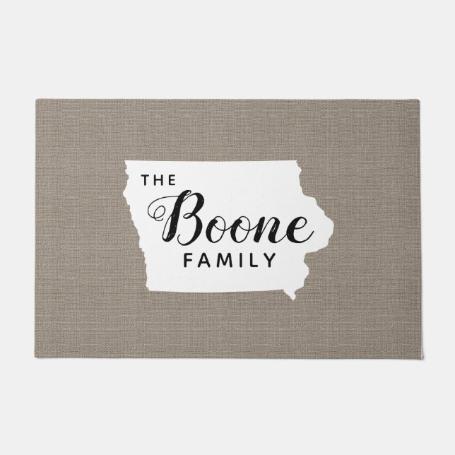 Iowa Family Monogram Staat Doormat Fußmatte (Vorderseite)