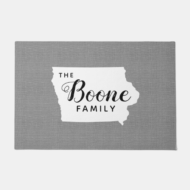 Iowa Family Monogram Staat Doormat Fußmatte (Vorderseite)