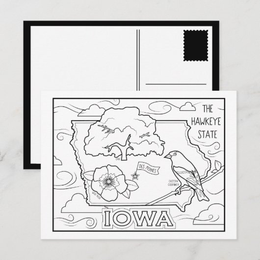 Iowa Farbe Ich Collage Postkarte (Vorne/Hinten)
