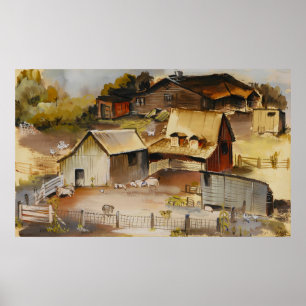Iowa Farm Ruth Ziegler Rustikale Americana-Kunst Poster
