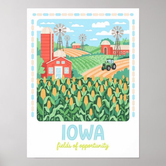 Iowa Fields of Opportunity USA Summer Travel Poster (Vorne)