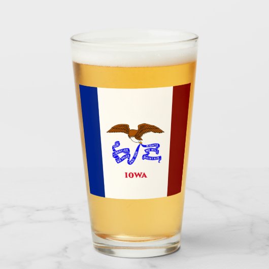 Iowa-Flagge Glas (Vorne (Gefüllt))