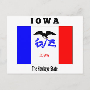 Iowa-Flagge, The Hawkeye State, Postkarte