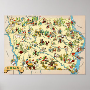 Iowa Funny Map Poster