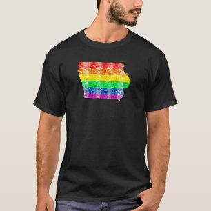 Iowa Gay Staatsstolz Rainbow Flag Karte Gay Lesbia T-Shirt