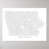 Iowa Gravel Road Map Poster (Vorne)