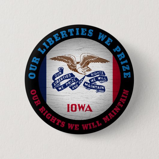 IOWA HAWKEYE STAAT FLAG BUTTON (Vorderseite)
