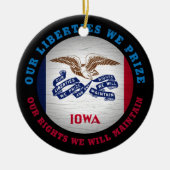 IOWA HAWKEYE STAAT FLAG KERAMIK ORNAMENT (Vorne)