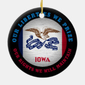 IOWA HAWKEYE STAAT FLAG KERAMIK ORNAMENT (Hinten)