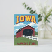 Iowa Hawkeye State Covered Bridge Vintage Postkarte (Stehend Vorderseite)