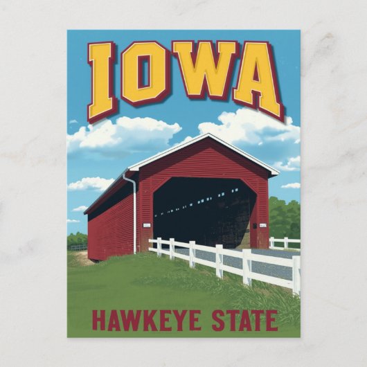 Iowa Hawkeye State Covered Bridge Vintage Postkarte (Vorderseite)