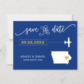 Iowa Hochzeit Speichern Sie die Datumskarte, Karte (Vorderseite)