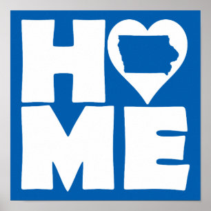 Iowa Home Heart State Poster Schild