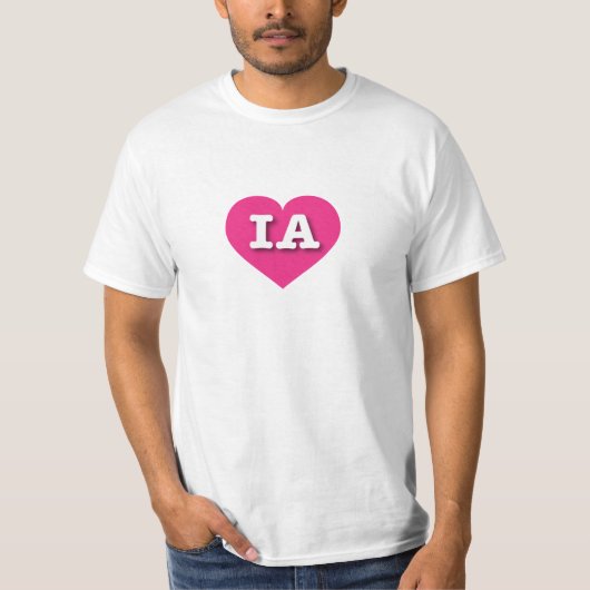 Iowa Hot Pink Heart - I Liebe IA T-Shirt (Vorderseite)