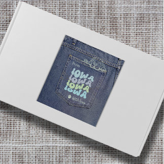 Iowa Hund in Jean Pocket Classic Square Sticker