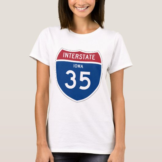 Iowa IA I-35 Interstate Highway Shield - T-Shirt (Vorderseite)