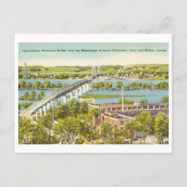 Iowa Illinois Bridge Mississippi River Vintag Postkarte