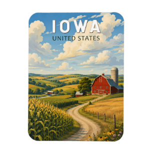 Iowa Illustration Reise Kunst Vintage Magnet