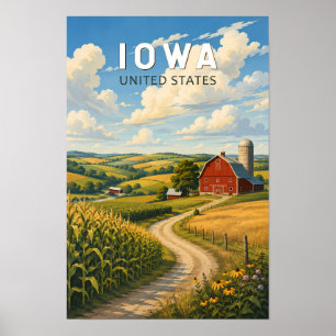 Iowa Illustration Reise Kunst Vintage Poster