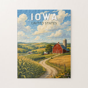 Iowa Illustration Reise Kunst Vintage Puzzle