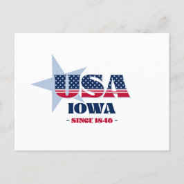 Iowa in roter, weißer und blauer Postkarte